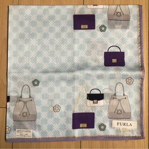 New Furla Handkerchief Scarf Bandana Blue Handbags All Over Cotton